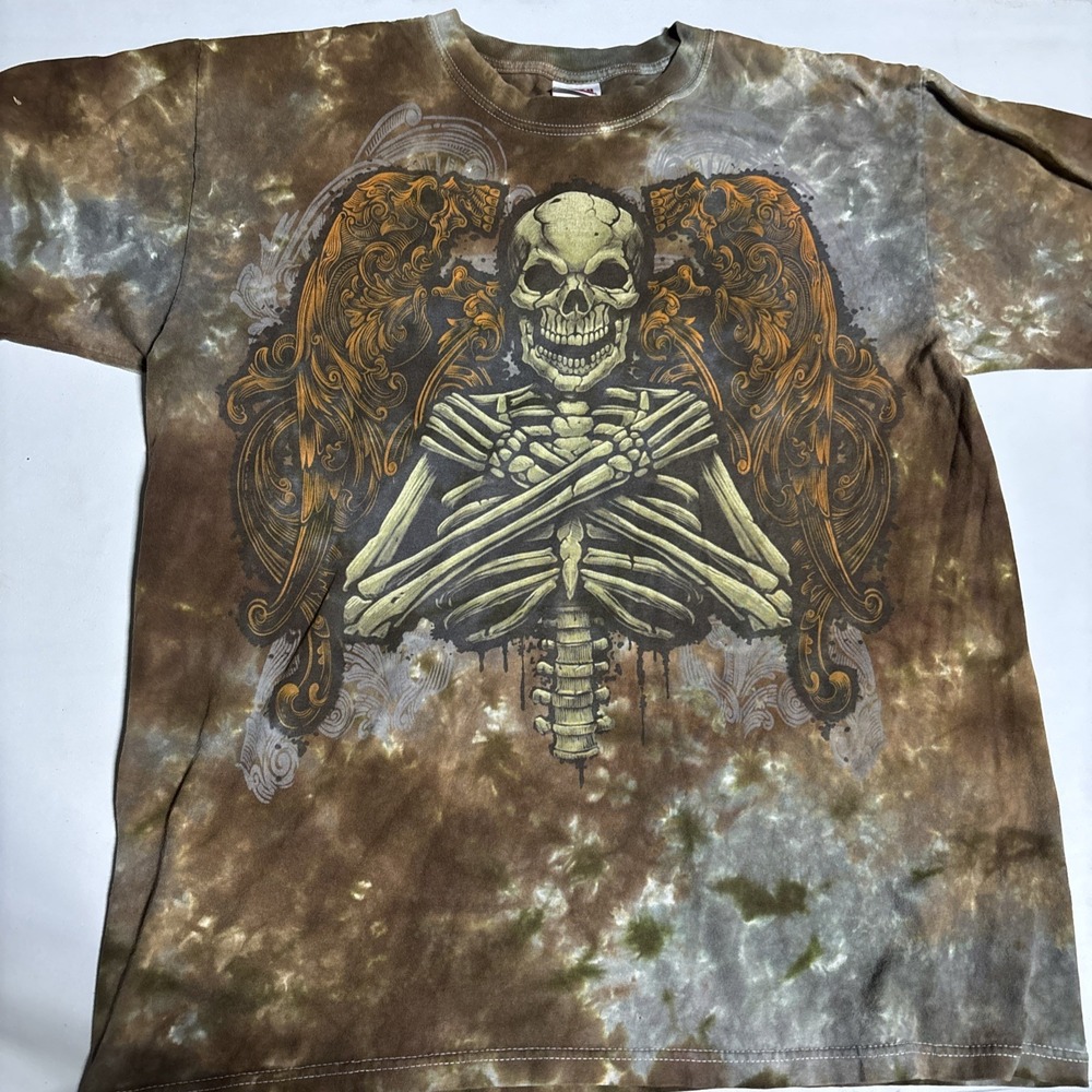 Y2K Anvil Brown Tie Dye Short Sleeve T-shirt Size Large 100% Cotton Vintage